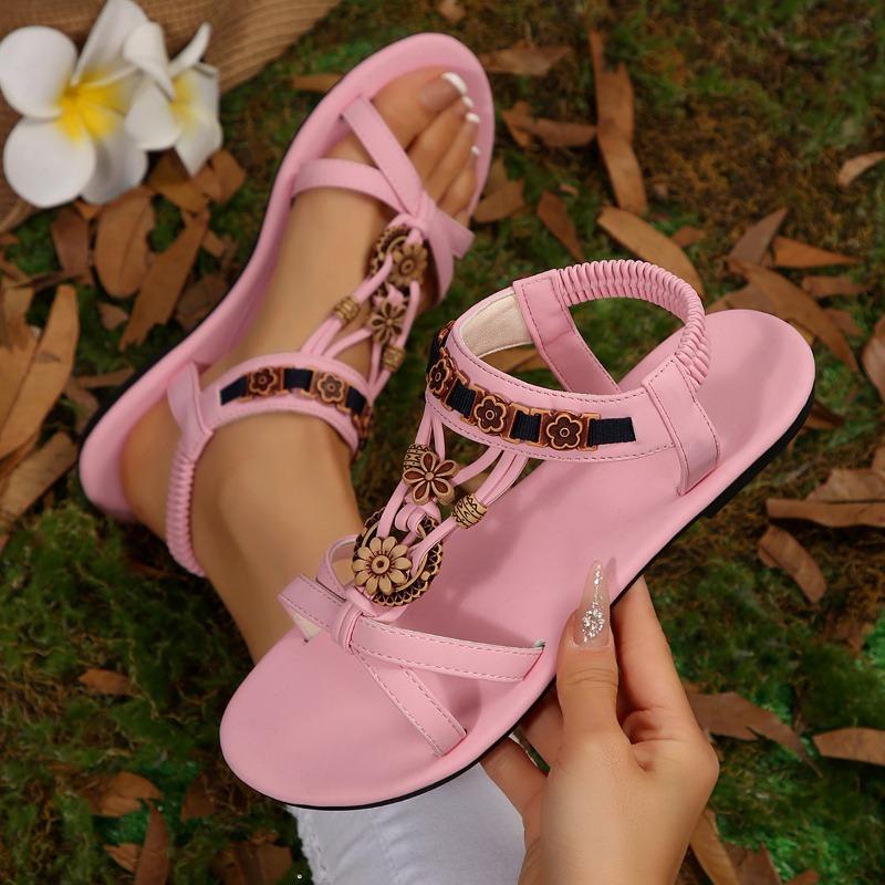 Women's Fashion Versatile Large Size Summer New Round Head Flat Bottom Breathable Casual Women's Sandals Non-slip Rubber