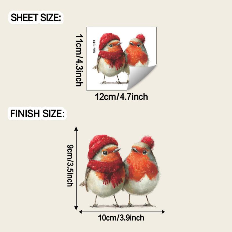 Festive Small Bird Window & Wall Stickers: Glass & Flat Surface Self-Adhesive Christmas Decorations