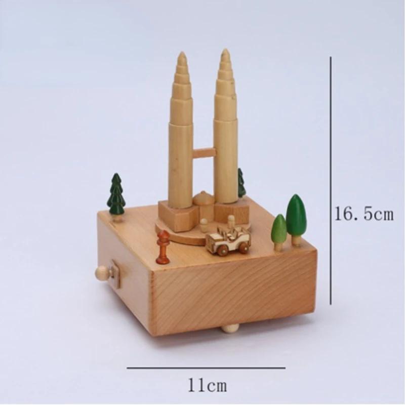 Wooden Music Box Home Creative Solid Wood Carousel Ferris Wheel Crafts Valentine's Day Gift Decoration Box christmas music box