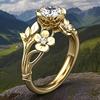Luxurious Elegant Floral Ring for Women Gold Color Flower Design with Accents Perfect Gift for Birthdays Anniversaries Holidays