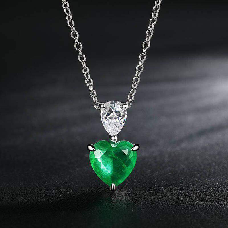 Lindon 925 Sterling Silver Zircon Elegant Female Necklace Jewelry Heart Shaped Pendant for Wedding Banquet Party