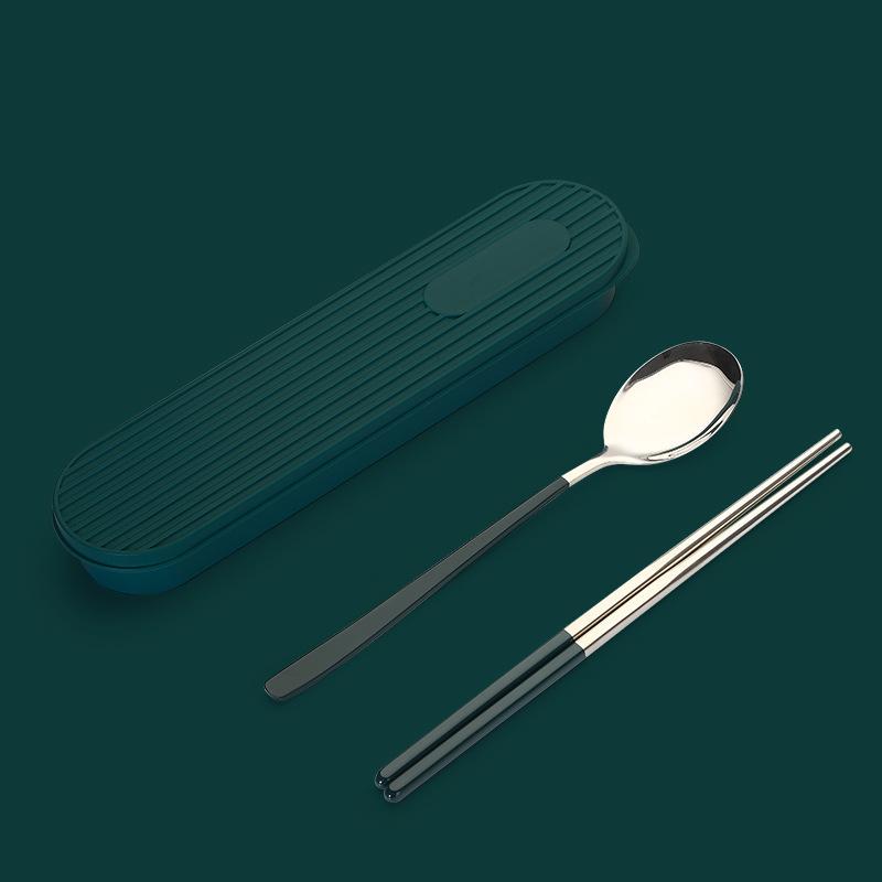 2/3 stücke 304 Tragbare Edelstahl Besteck Set Stäbchen Löffel Set Besteck Box Student Arbeit Geschirr Set Platten