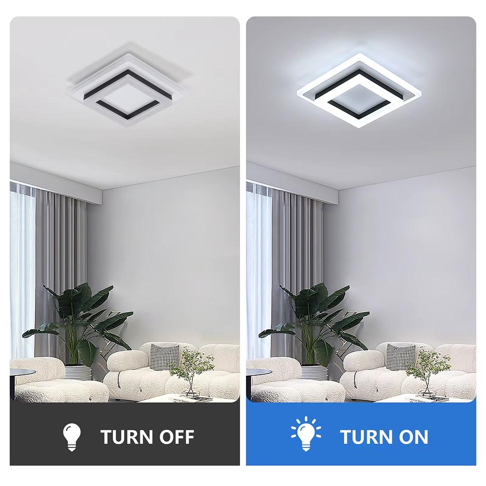 Quadratische Acryl Deckenleuchte Moderne LED Deckenlampe, Weiß 3-Farben-Licht Deckenleuchten für Schlafzimmer Büro Küche Wohnzimmer
