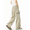 51 Hip-hop American vintage Multi-pockets Cargo Casual Pants Men and Women Distressed Washed Loose Straight Wide Leg Trousers