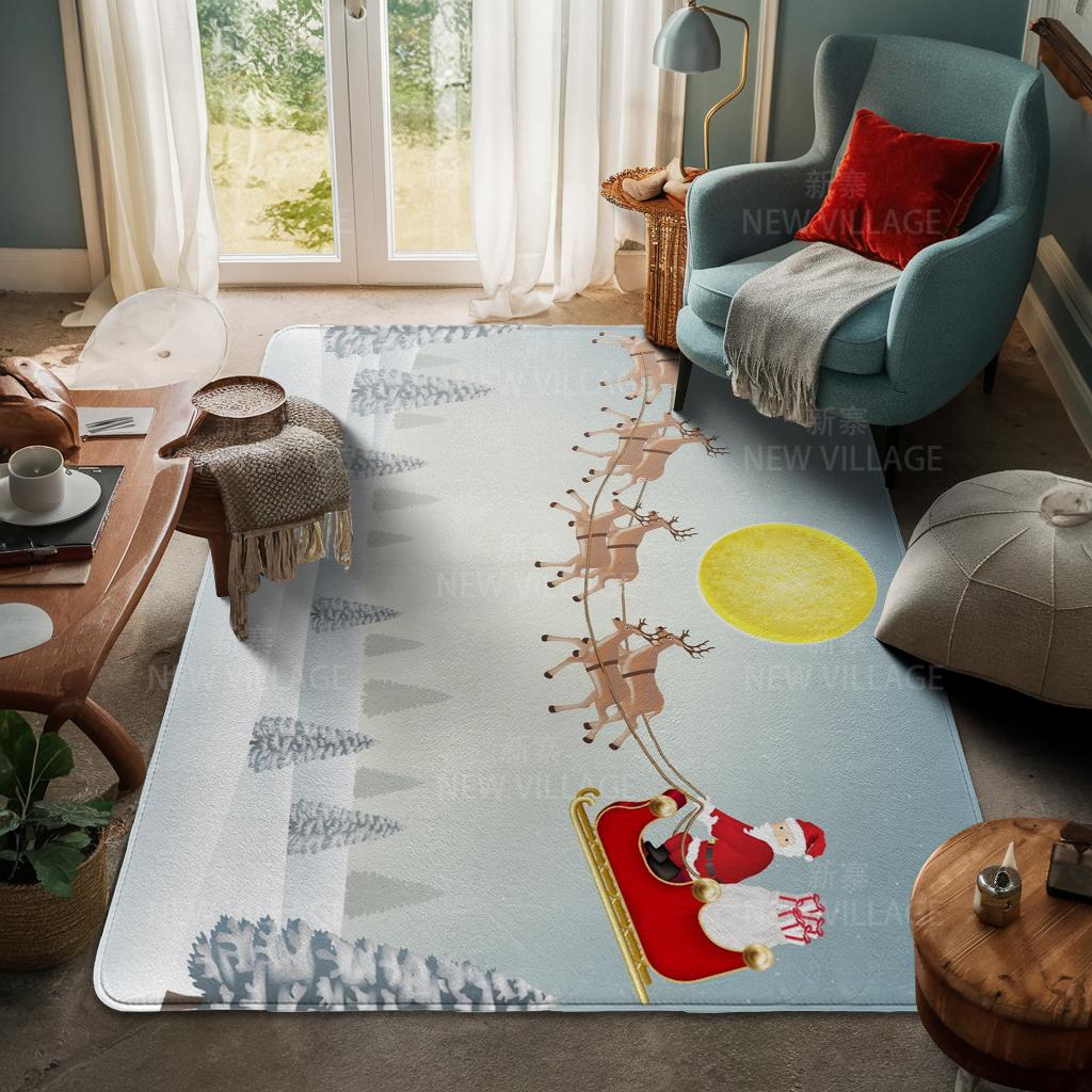 House Entrance Carpet Home Door Mat Living Room Bath Foot Bathroom Non-slip Water Absorption Rugs Bath Merry Christmas Winter