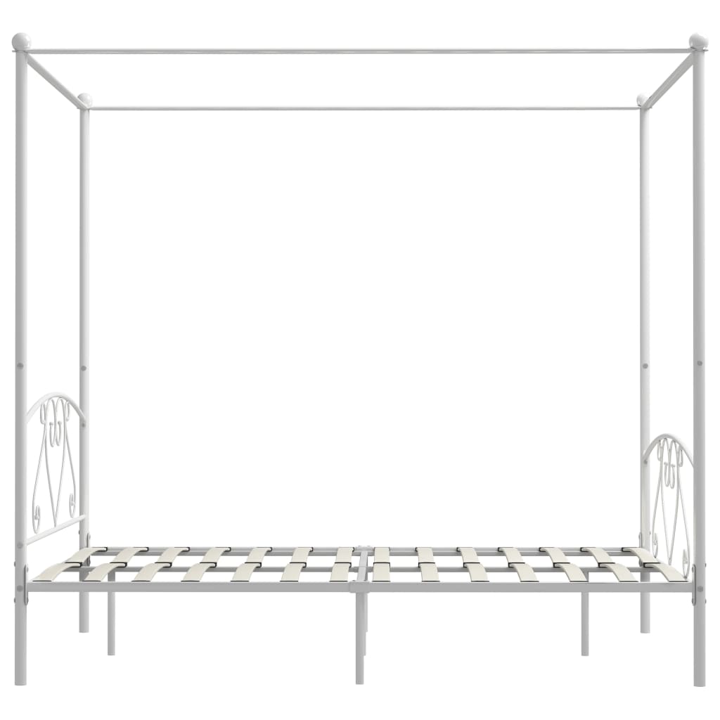 Canopy Bed Frame White Metal 140 x 200 cm