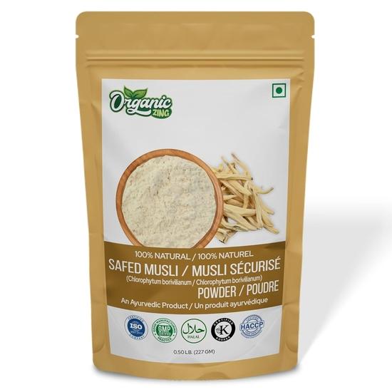 Organic Zing Safed Musli Powder 227g (Chlorophytum Borivilianum) | Natural Herbal Supplement | Pack of 1-8oz
