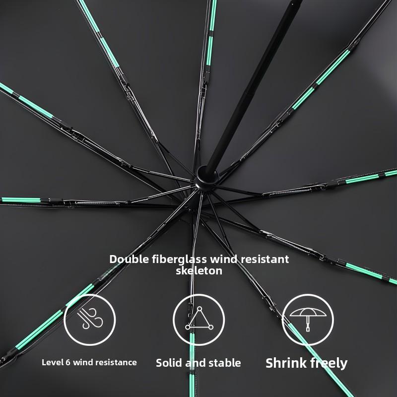 20 Bones Triple Fold Umbrella Fully Automatic Gradient Black Rubber Sunscreen Umbrella Folding Sunny Umbrella
