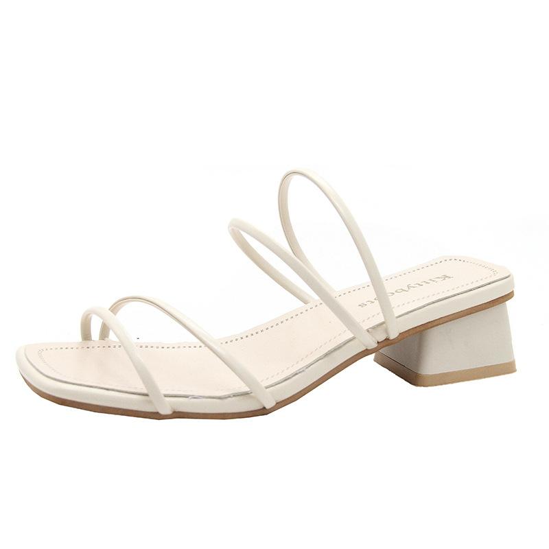 

Модные квадратные туфли на высоком каблуке с квадратным носком, женские туфли на высоком каблуке, сандалии без застежек, нескользящие толстые каблуки, сандалии Zapatos для женщин 2024 Fashionhj87 40 бежевый