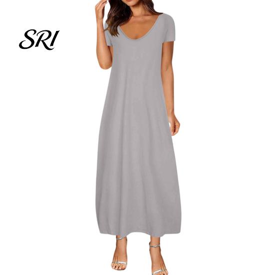 Breathable Summer Dress Long Nightgown for Women Short Sleeve Crew Neck Lounge Relaxed Fit Night Casual A-Line T Shirt Comfortable