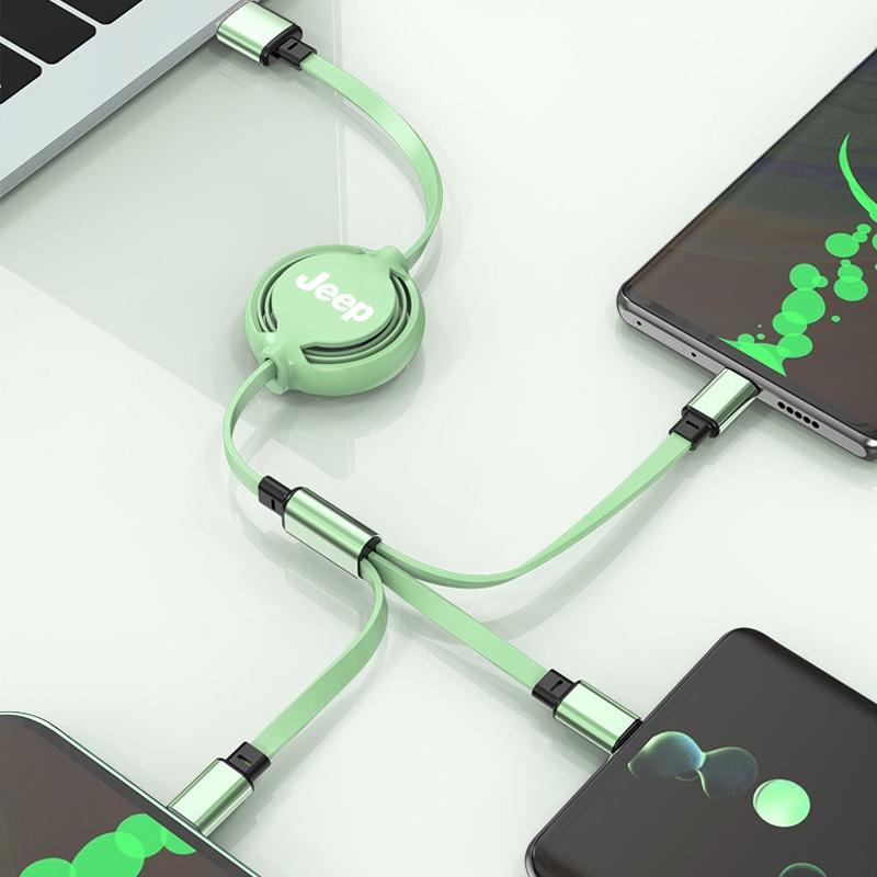 1Pcs Car Mounted Telescopic Three In One Mobile Phone Charger For Jeep Grand Cherokee WJ WK WK2 Wrangler TJ JK 2 4 Puertas