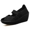 Keilabsatz-Plateau-Websandalen Mode Peep Toe Bequem Atmungsaktiv Mama-Schuhe Damen Casual Dicke Sohle Sandalias Mujer 2024