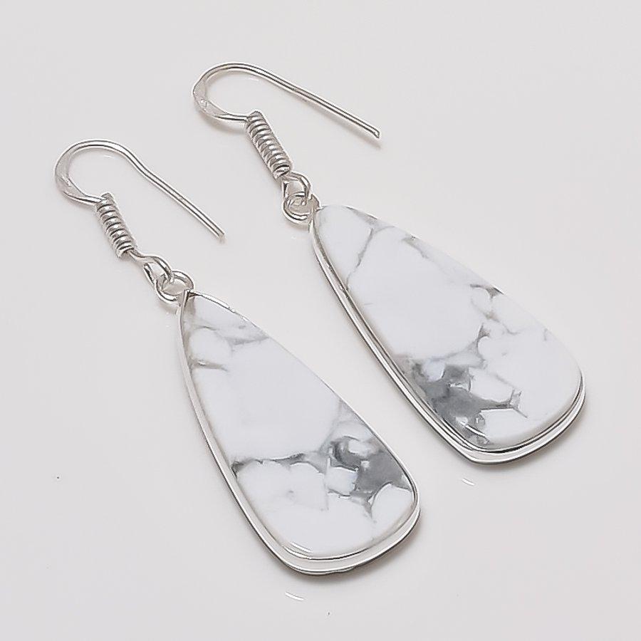Natural Howlite Gemstone Handmade 925 Sterling Silver Jewelry Earring 2.05  AEE-10980