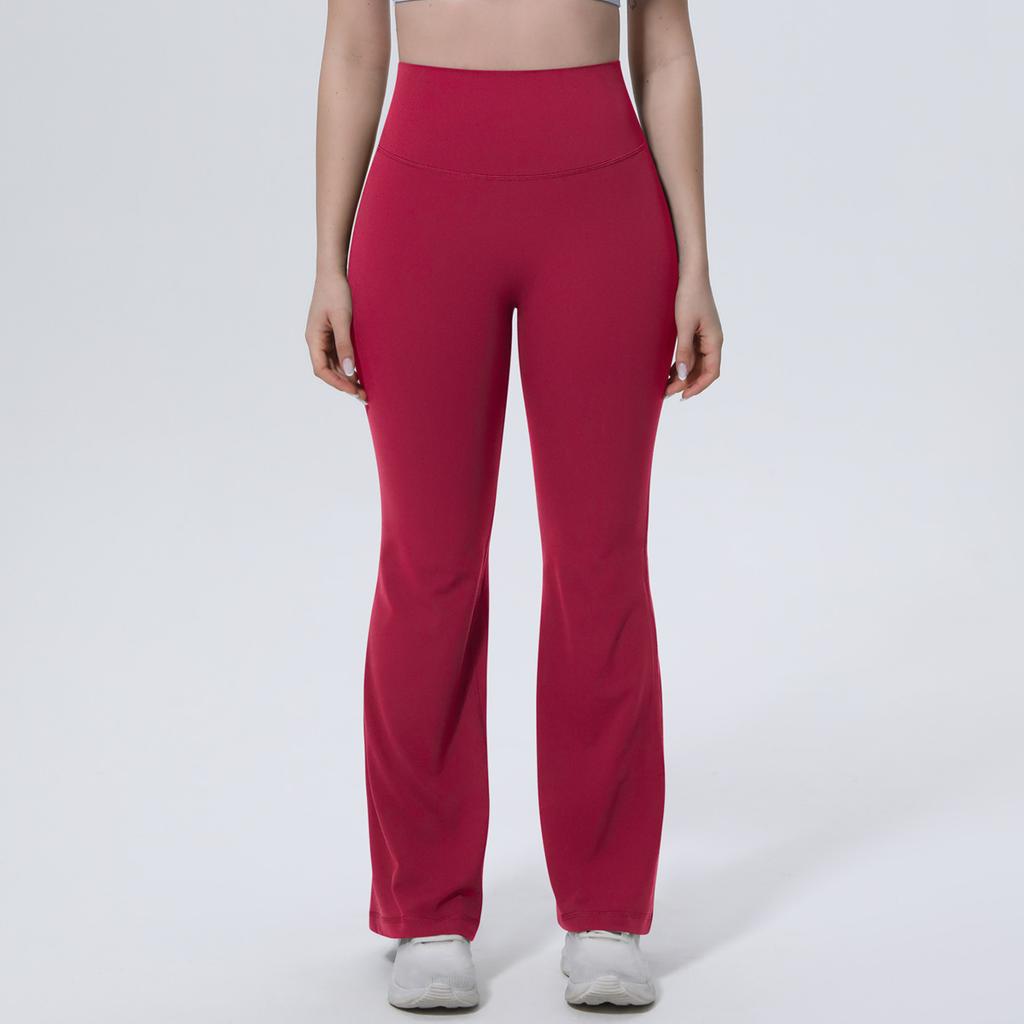 New solid color breathable high waist hip lift tight wide leg pants sports running fitness flared pants yoga clothes women