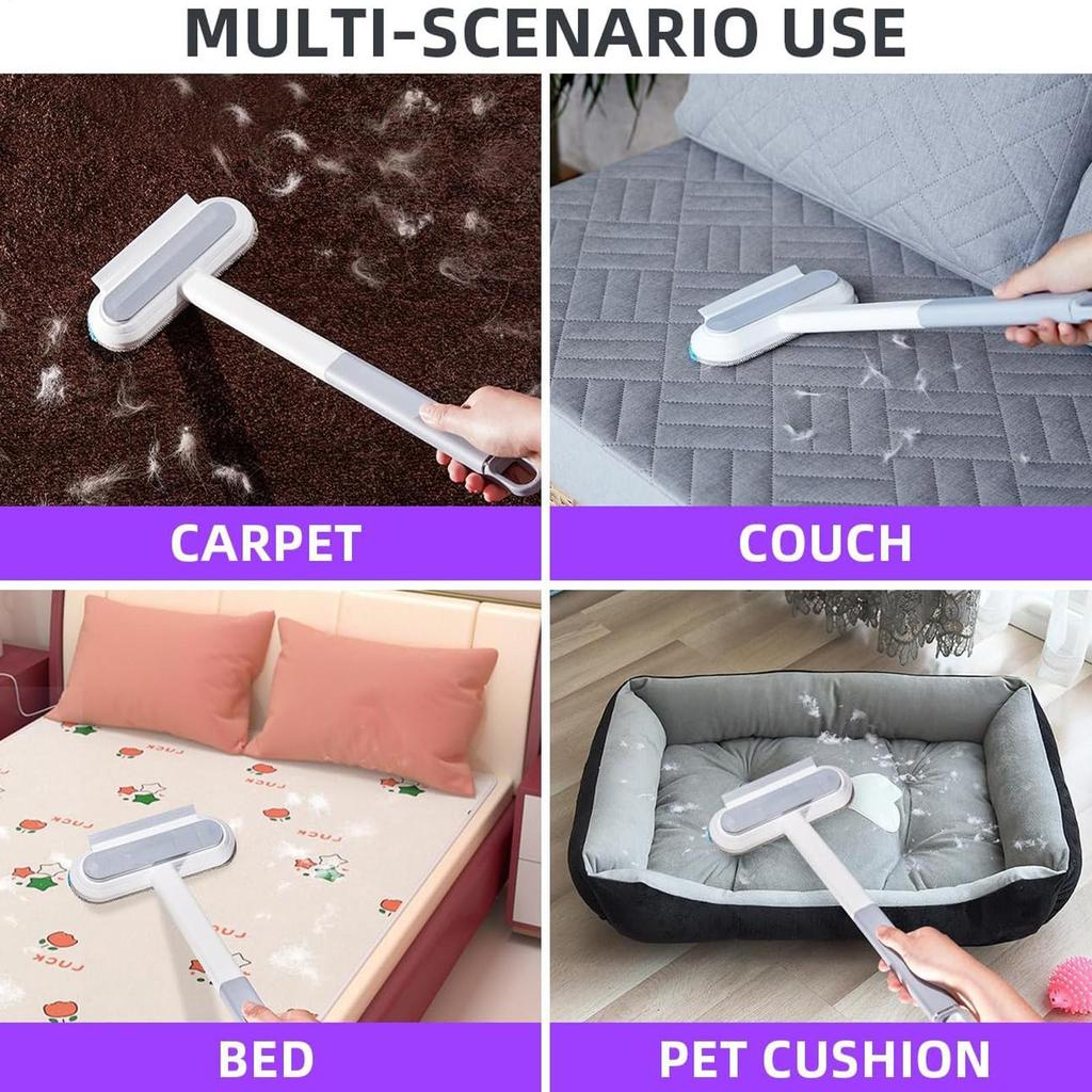 Pet Hair Remover Detachable Brush With Long Handle Multifunctional Cleaning Brush For Family Friends Carpet Bed Chair Car