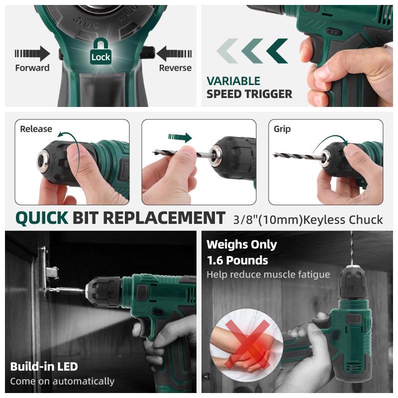 8V Multifunctional Rechargeable Electric Hand Drill Set for Home Improvement