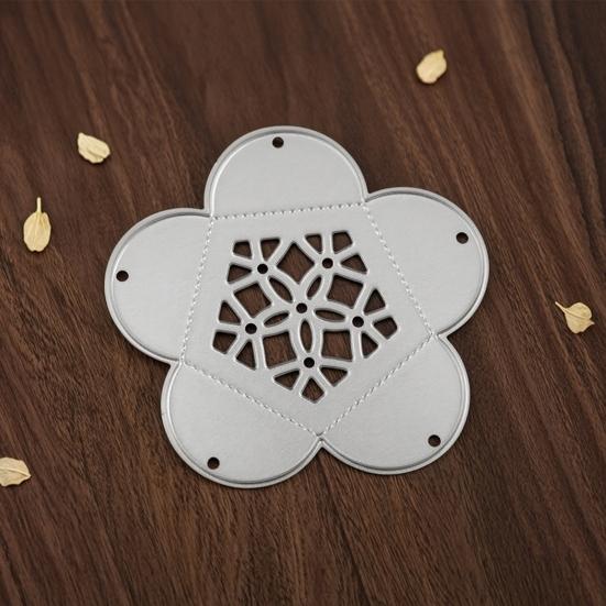 Flower Box Die Cut, Hollow Five-Petal Flower Box Die, Metal Cutting Dies, Cut Stencils for DIY Gift Boxes Embossing Paper Craft Supplies