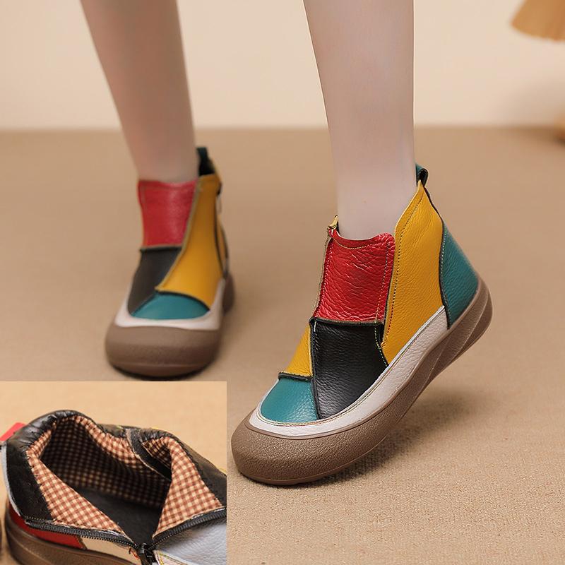 

Johnature Жіночі черевики змішаних кольорів Натуральна шкіра Зручні М яка підошва Універсальні черевики 42 жовтий