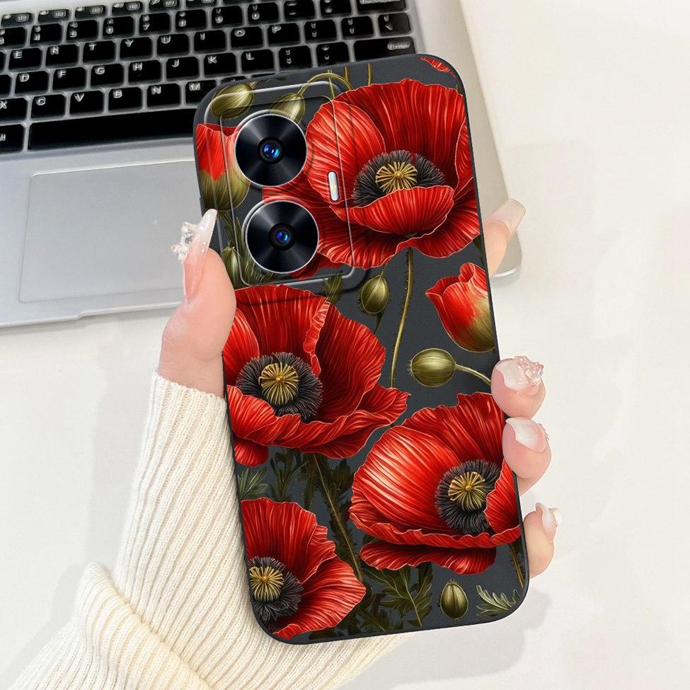 For Realme C55 Case RMX3710 Silicone Cute Cat Fashion Butterfly Flowers Love Painted Cover For Realme Narzo N55 Phone Case Funda