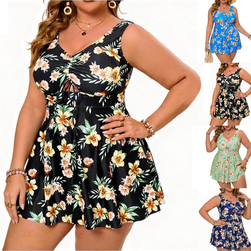 Women's Two-Piece Bikini Set Large Size Skirt Split Swimsuit