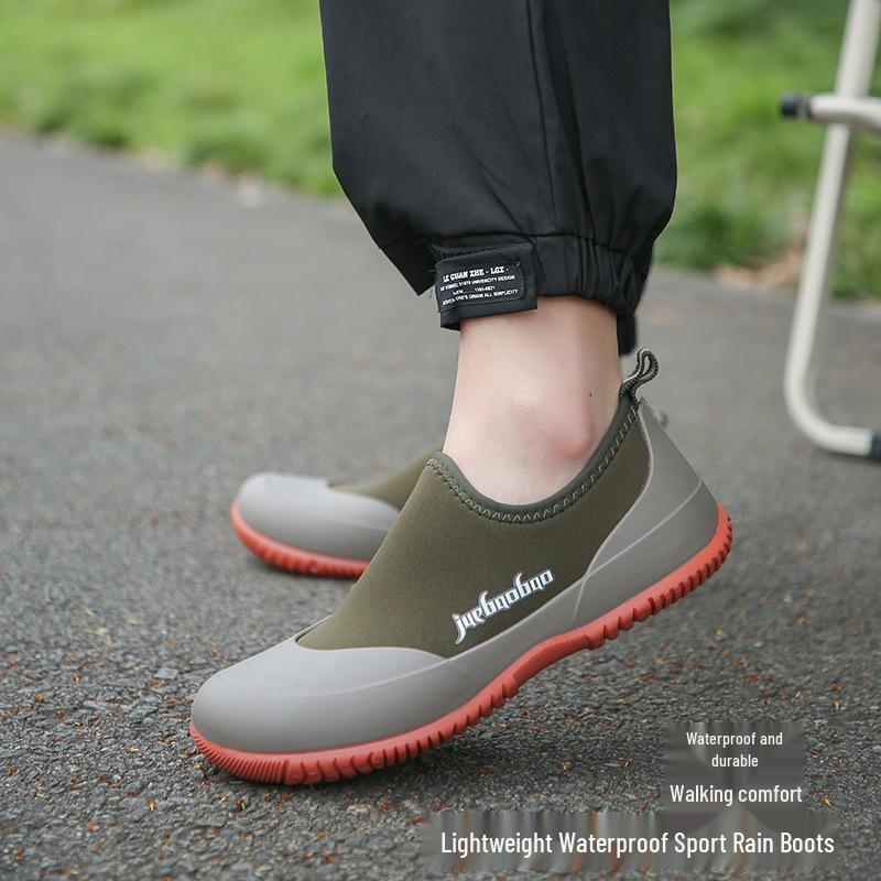 Men's High-End Low-Top Fashion Lightweight Waterproof Rain Boots - Non-Slip Outdoor Wading Shoes with Short Tubes