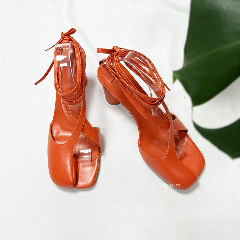 

Fashion IPPEUM Split Toe Sandals Women Plus Size 43 Orange High Heels Ankle Straps Shoes 2024 Sandalias De Mujer US 11 (26.5CM) оранжевый