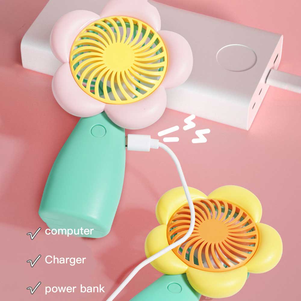 Handheld Mini Fan New Style Small Fresh Flower Charging USB Convenient Fresh Interesting Fans Light Luxury Cooling Appliances