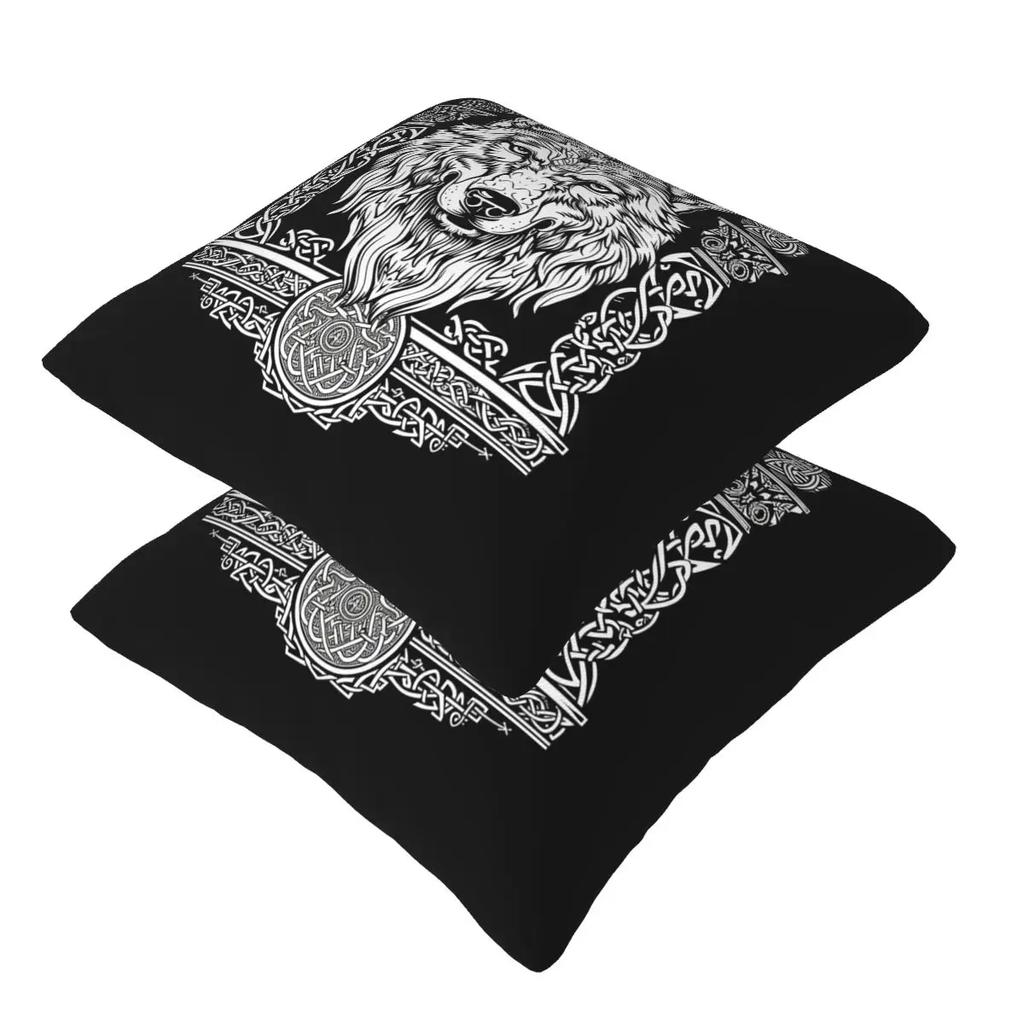 Norse Nordic Viking Celtic 2 Pcs Square Pillowcase Pillow Cover Cushion Zip Decorative Comfort Throw Pillow For Home Car