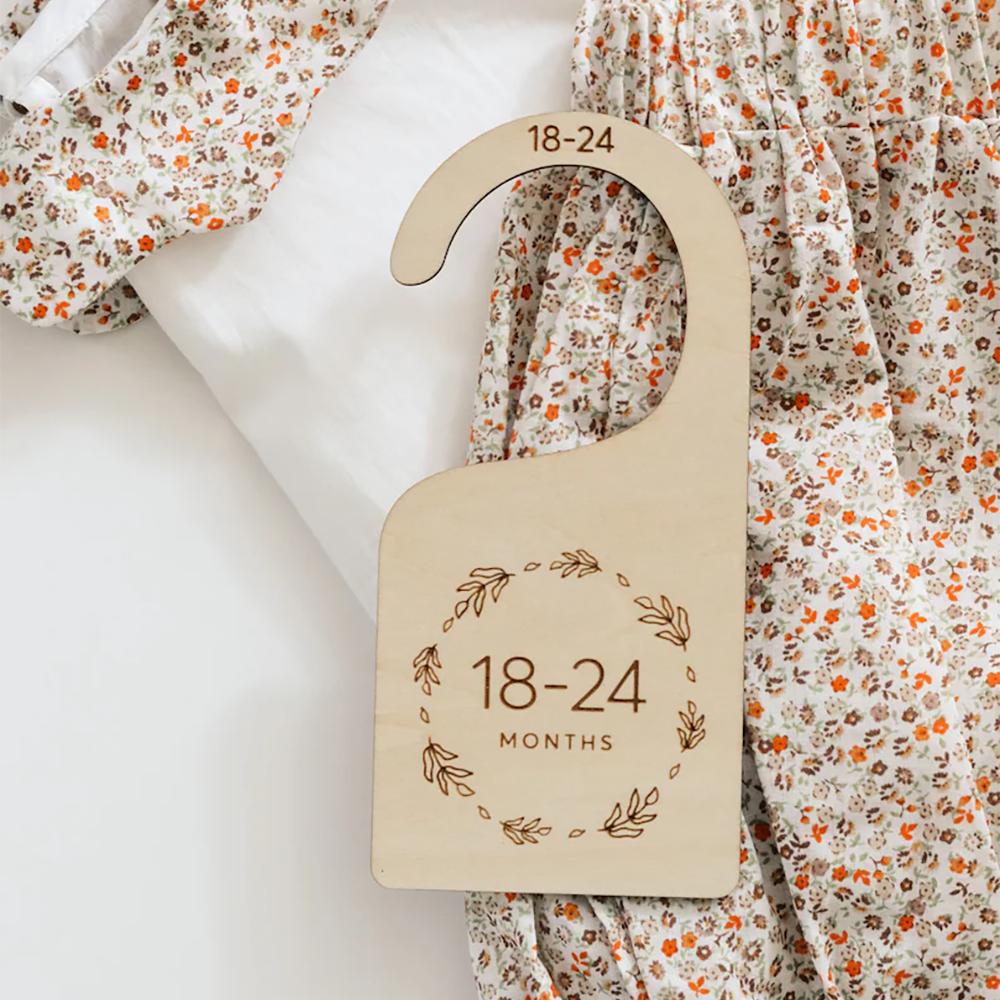 7Piece Wooden Baby Closet Dividers Closet Age Organizer Birch Wood Wardrobe Separators Newborn To 24 Months Home Nursery Clothes