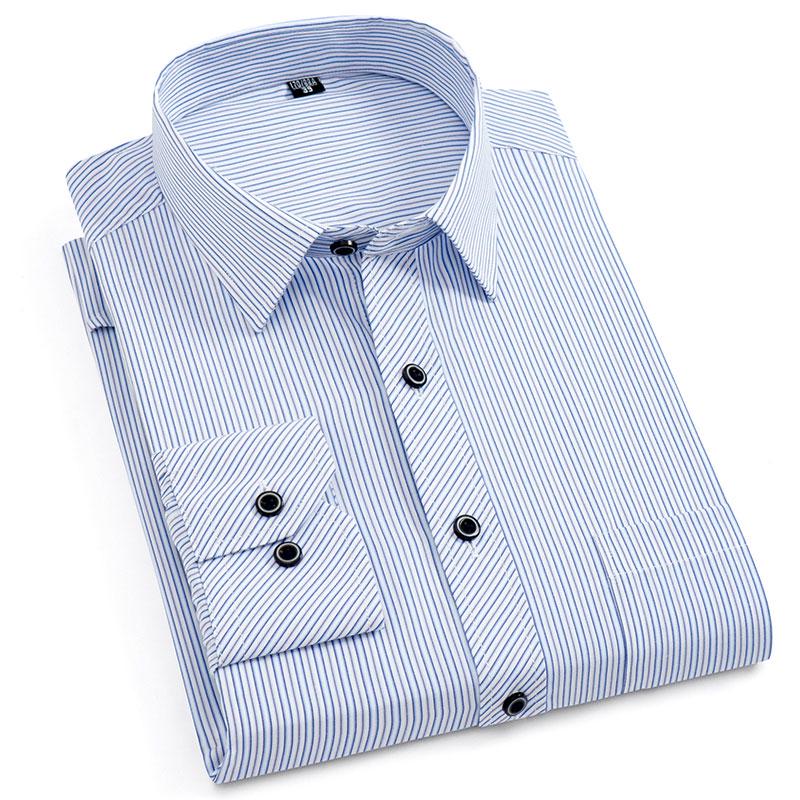 

Большие размеры 8XL 7XL мужские полосатые рубашки для офиса формальная мода социальная офисная рубашка с длинным рукавом деловая работа элегантная повседневная рубашка оптовая продажа 48