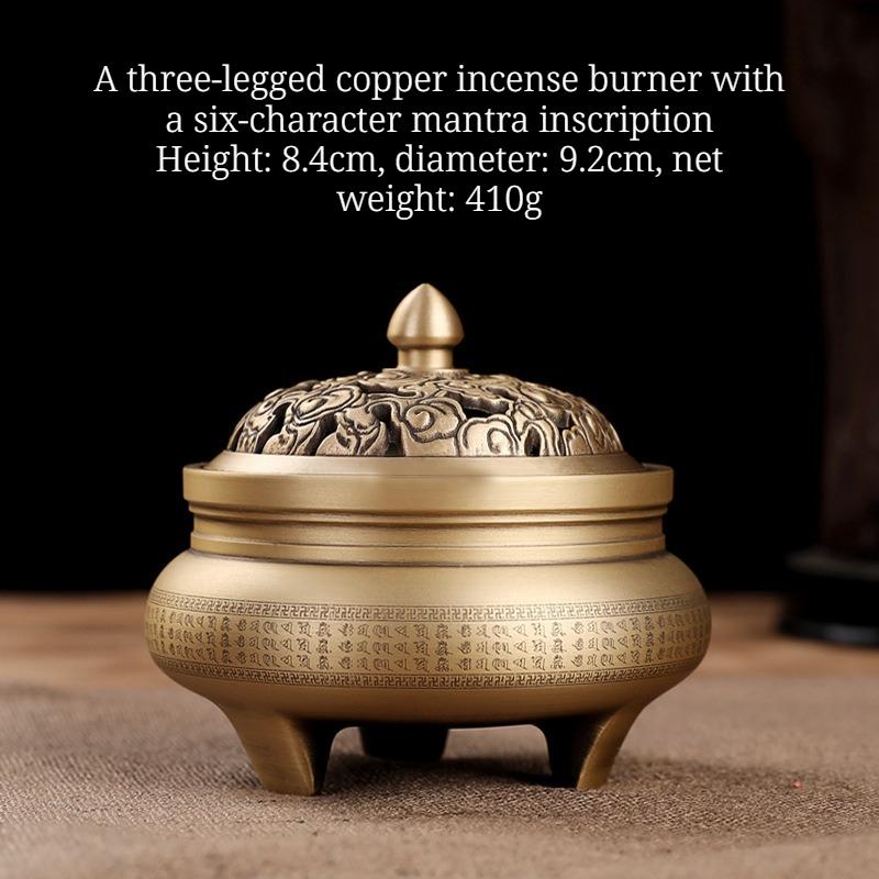 Copper-style Antique-style Household All-brass Incense Burner Ornament Coil Incense Three-legged Pure Brass Aroma Diffuser Base
