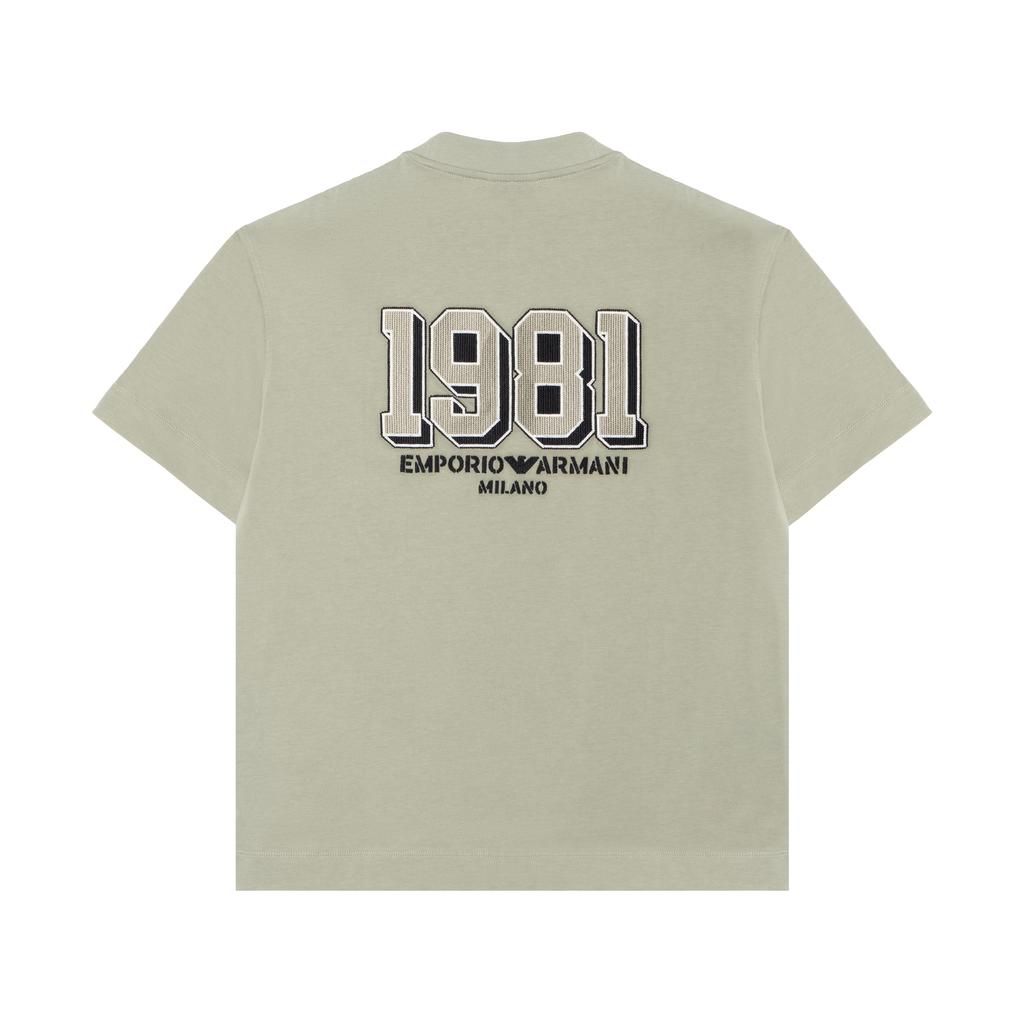 Emporio Armani Letter And Number Print Crew Neck Short Sleeve T-Shirt Men Tops Green 6R1TB0-1JWZZ-0606