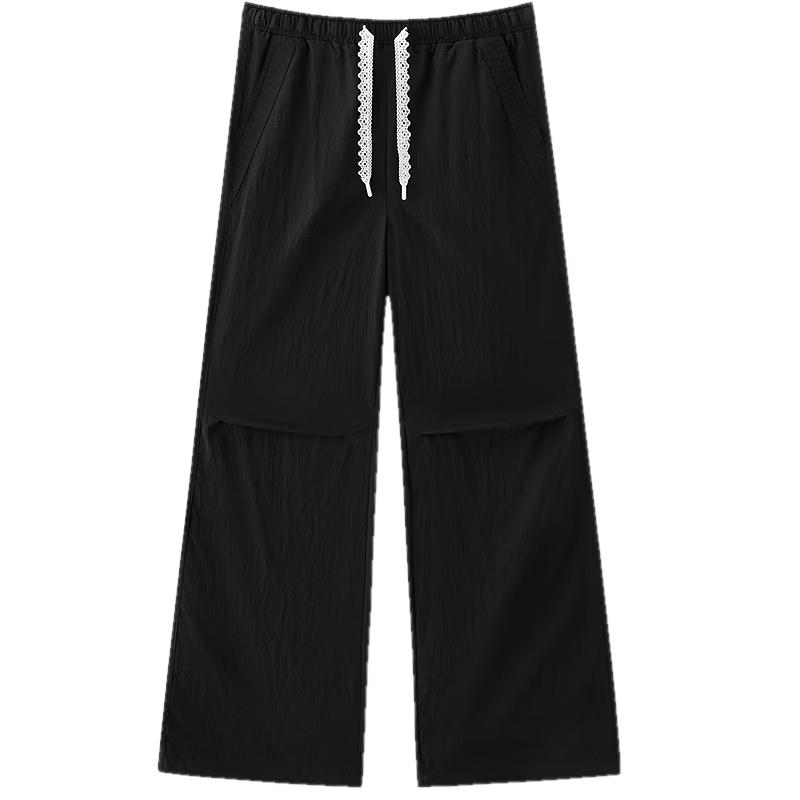 Semir Women's Summer Lace Color-Block Wide-Leg Cool-Feel Pants