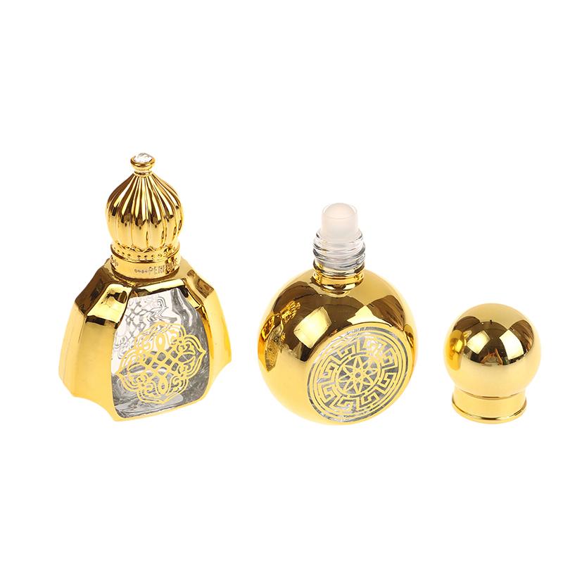 Mini Essential Oil Roller Bottle Crown Shape Perfume Bottling Portable Transparent Travel Electroplated Carve Glass Empty Bottle