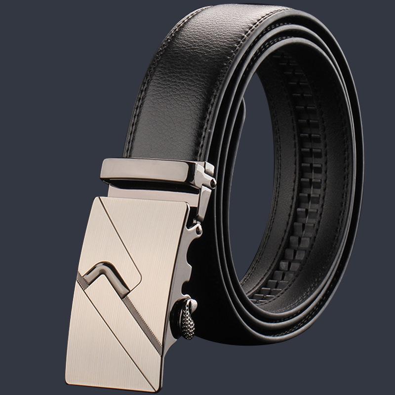 Cintura da Uomo in Vera Pelle con Fibbia Automatica - Design Casual e alla Moda in Pelle Bovina