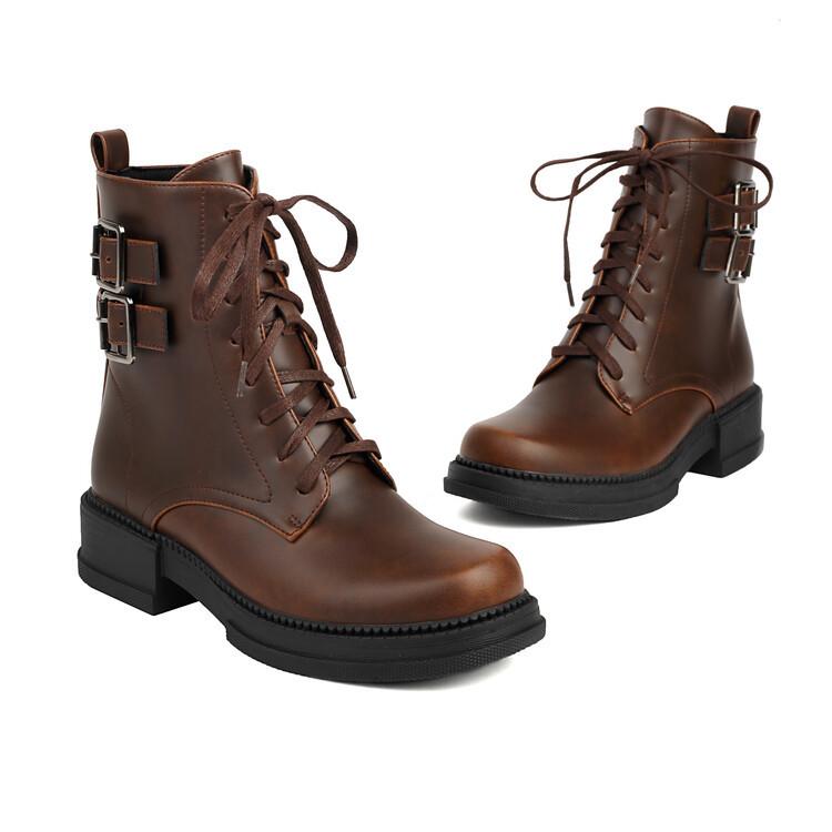 Spring and Autumn Low Heel Short Boots Women's  40-43 Women's Boots Strap Martin Boots