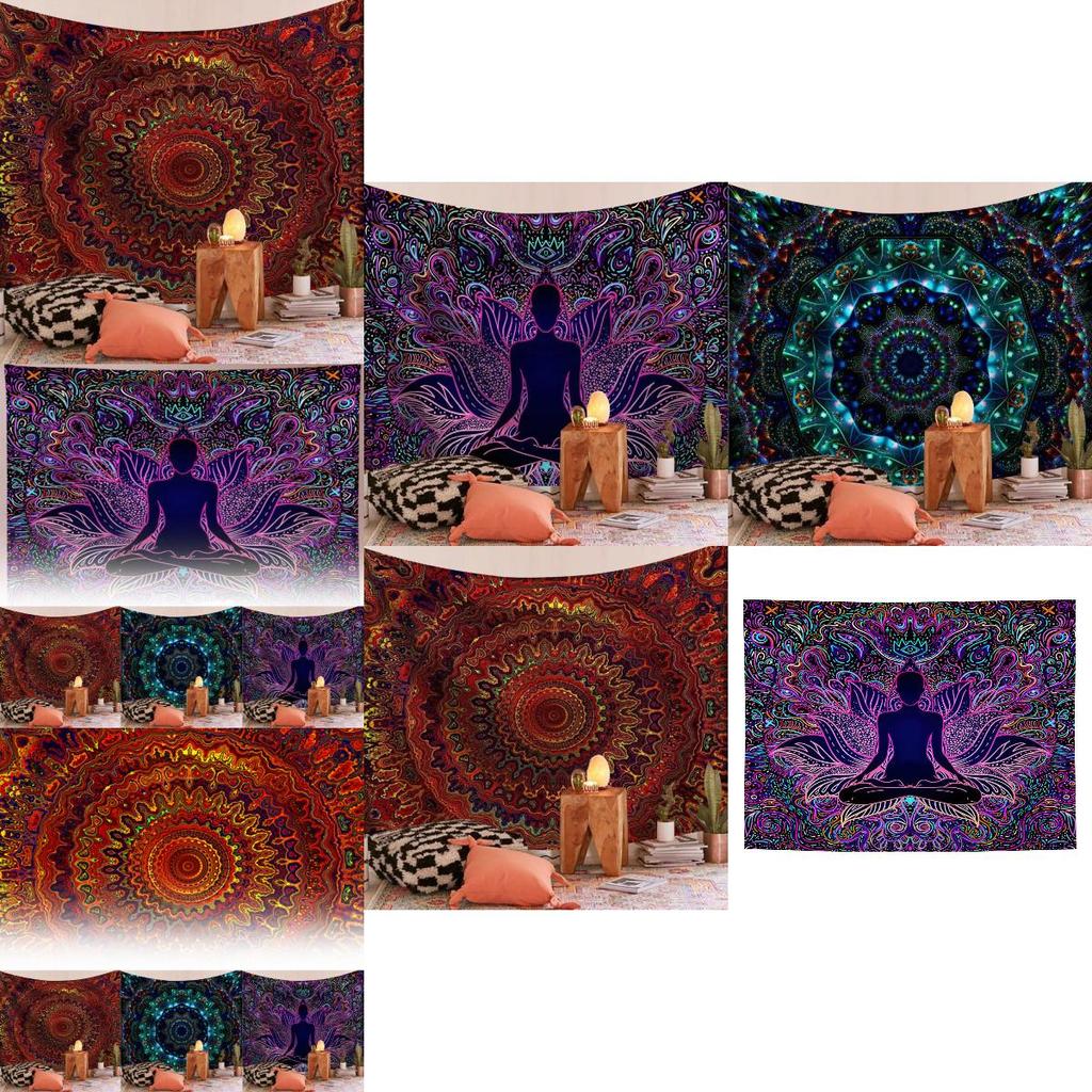 Exquisites rechteckiges Mandala-Wandtuch aus Polyesterstoff zur Wohnzimmerdekoration