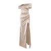 Prom Dress for Women Off Shoulder Satin Evening Party Formal Gown High Slit Cocktail Wedding Guest Maxi Dress