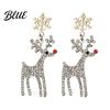 Red Bow Ball Earrings 1 Pair Christmas Deer Snowflake Xmas