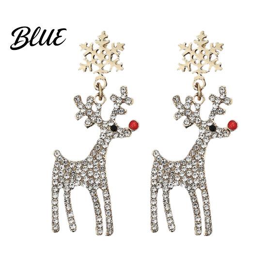 Red Bow Ball Earrings 1 Pair Christmas Deer Snowflake Xmas