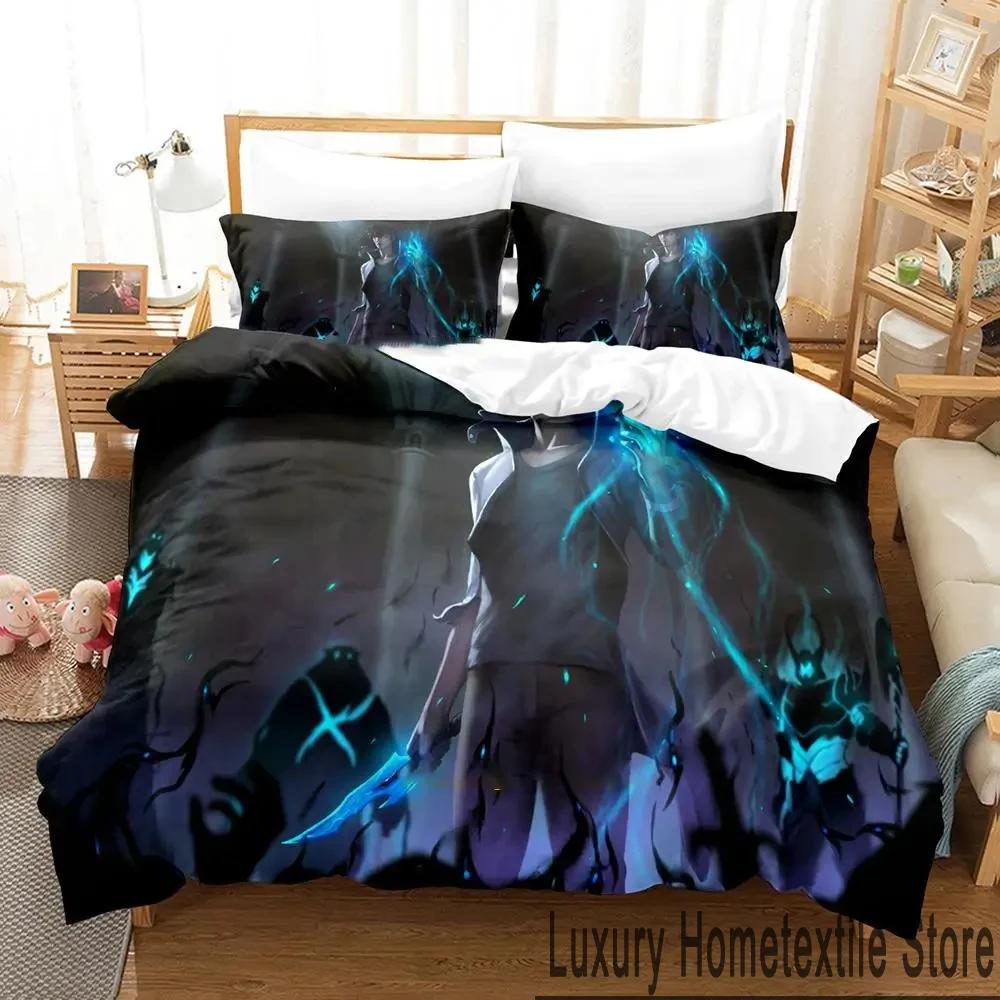 3D Print Anime Solo Leveling Bedding Set Duvet Cover Bed Set Quilt Cover Pillowcase Comforter King Queen Size Boys Adult Bedding