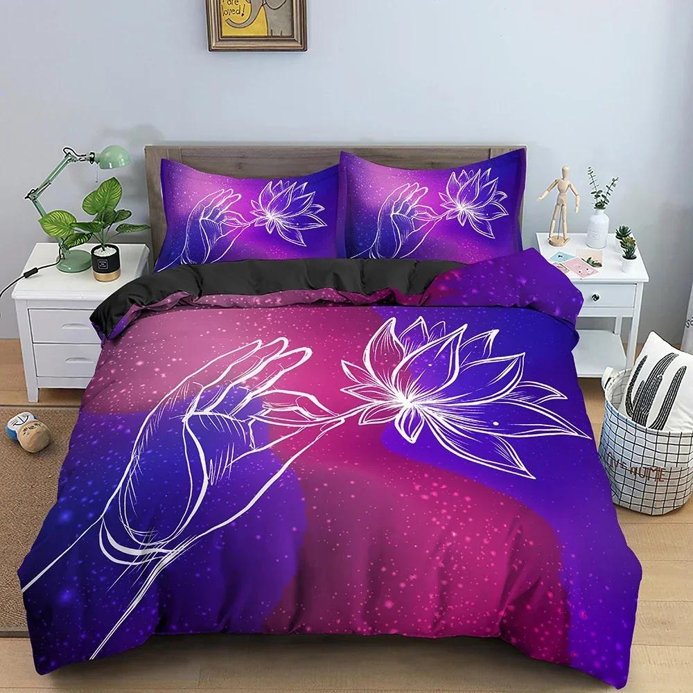 Seven Chakras Buddha Mandala Comfortable Duvet Quilt Cover Pillowcase Bedding Set Children Bedroom Decoration Home Textile