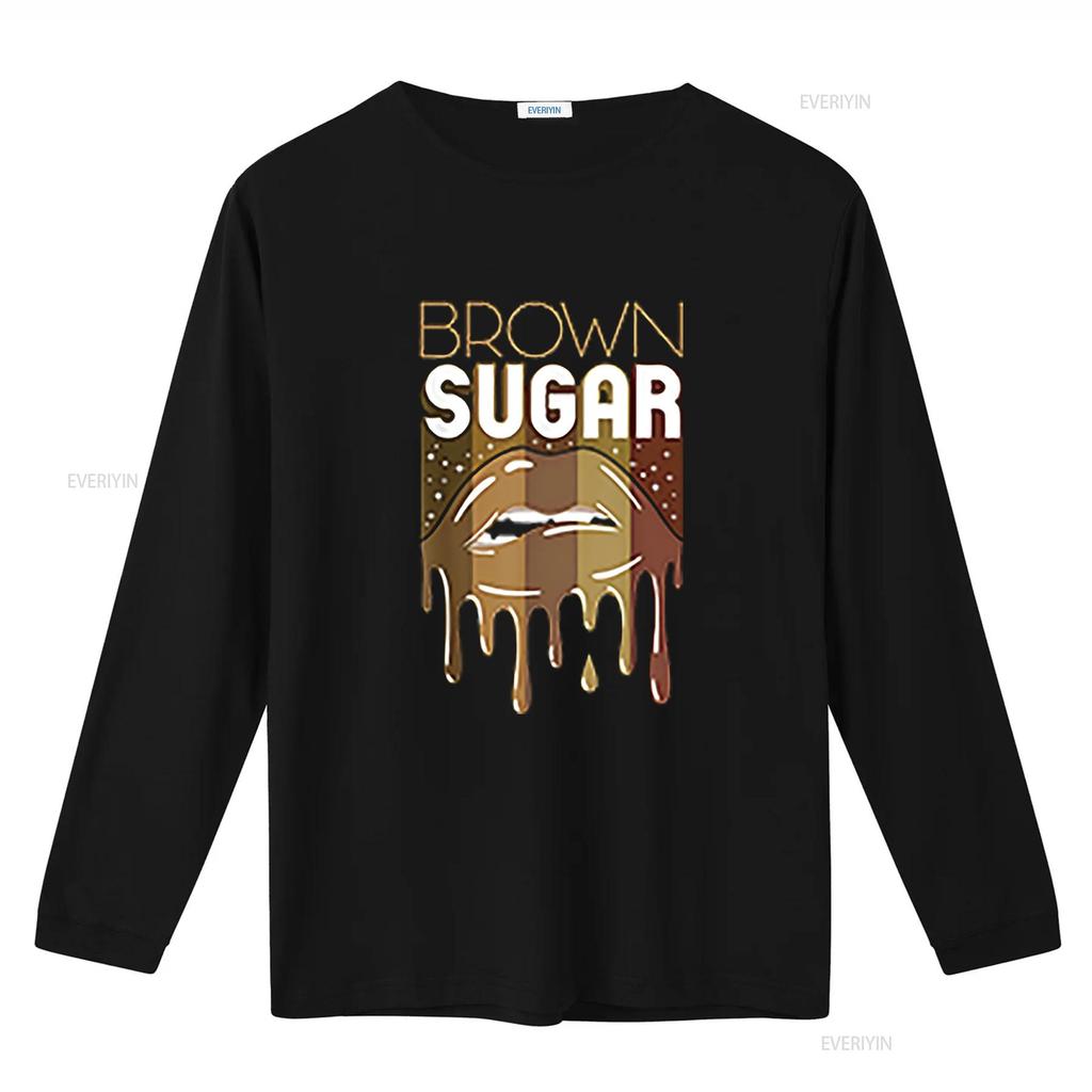 Womens T Shirt Brown Sugar Melanin Black Woman Lips Funny Babe 2XL vintage Washed Casual fashion graphic Versatile homme