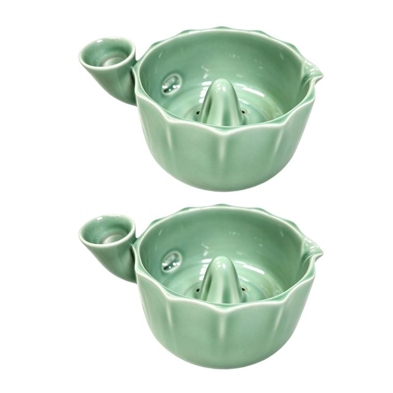 Small Produce Washing Bowl with Glazed Body, Center Water Guide and Drain Holes for Daily Kitchen Serving Use Often