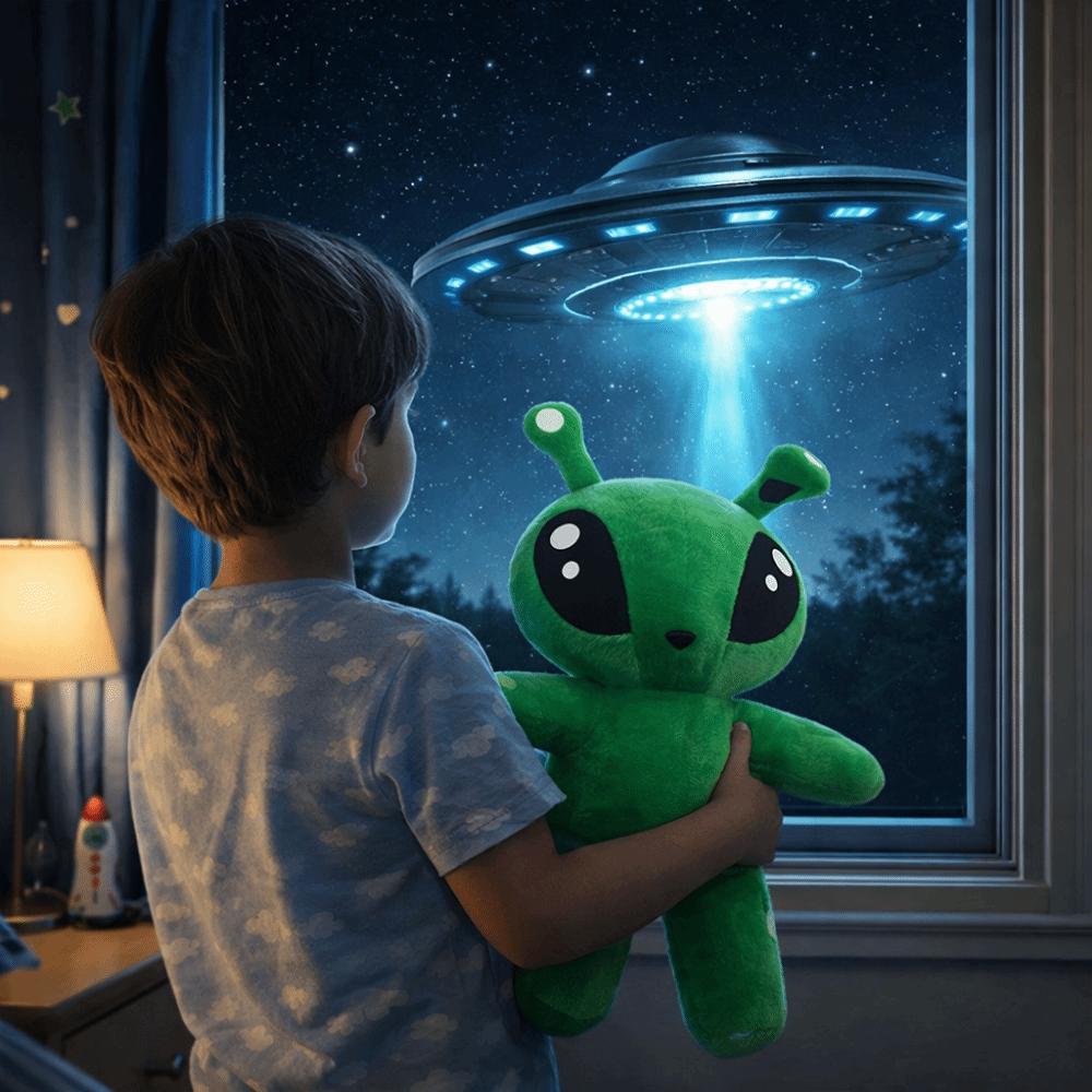 Anime Monsters Big Eyes Alien Plush Toy Full Soft Tentacle Horn Green Alien Plush Kawaii Style Big-eyed Alien Doll Room Decor