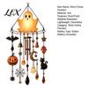 Spooky Patio Decorations Halloween Luminous Ghost Wind Chime, Glow-in-The-Dark Hanging Ornament with Pumpkin Bat Healing Sound Bell Spider Charms,