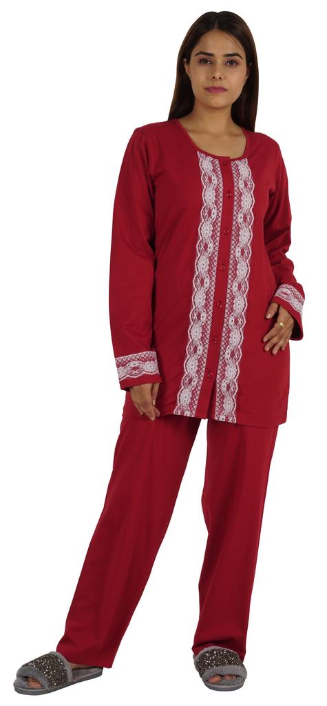 Moomaya Womens Solid 2 Pcs Nightwear Set Sleepwear Top & Pajama PJ NightSets