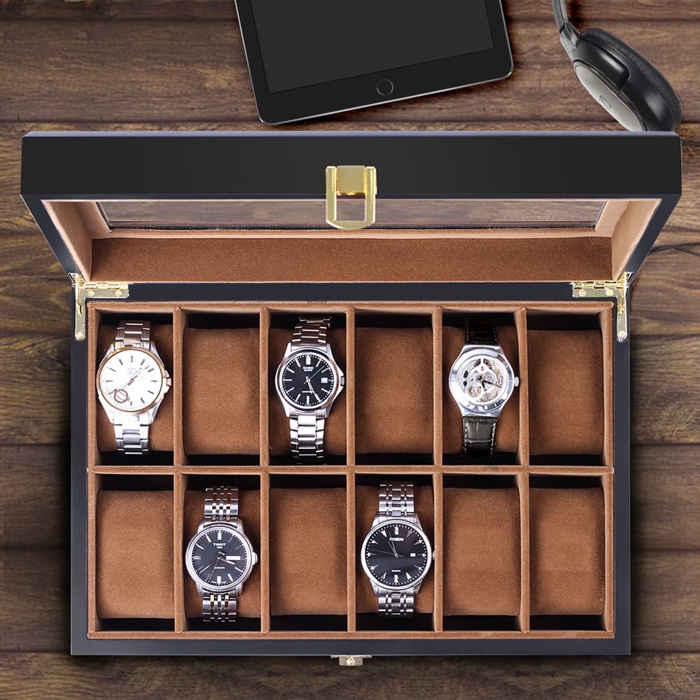 Baskiss Luxury Wooden Watch Storage Collection Watch Display 12-Watch Case, Box, Case,