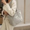Damen Große Kapazität Cord Schultertasche Lässige Handtasche Einfarbige Damen Einkaufstasche