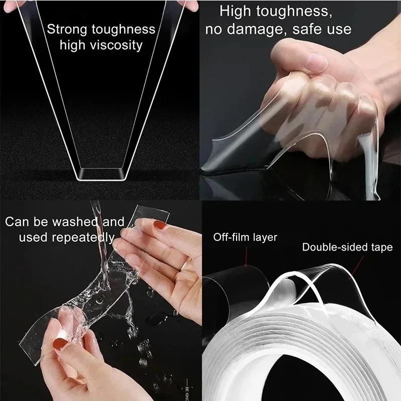 Double Contact Nano Tape Powerful Extra Strong Sided Adhesive for Kitchen and Bathroom Waterproof and Cleanable Tool
